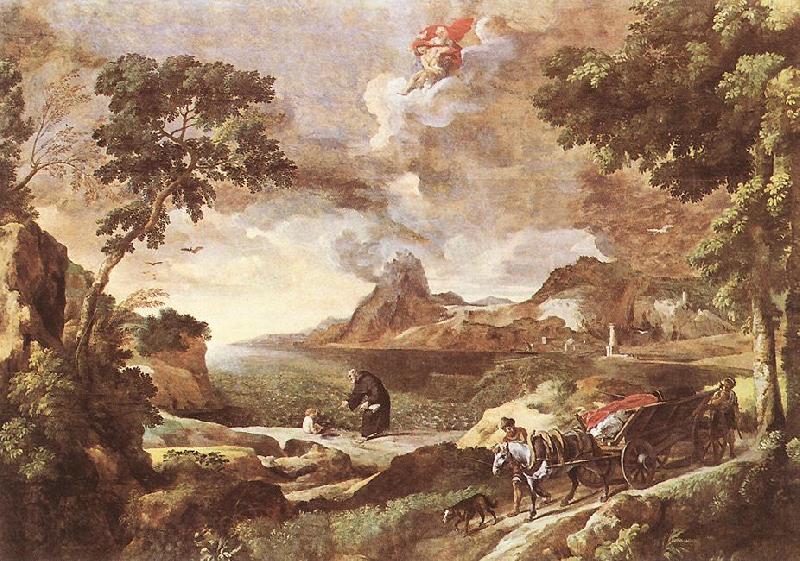 DUGHET, Gaspard Landscape with St Augustine and the Mystery dfg Spain oil painting art